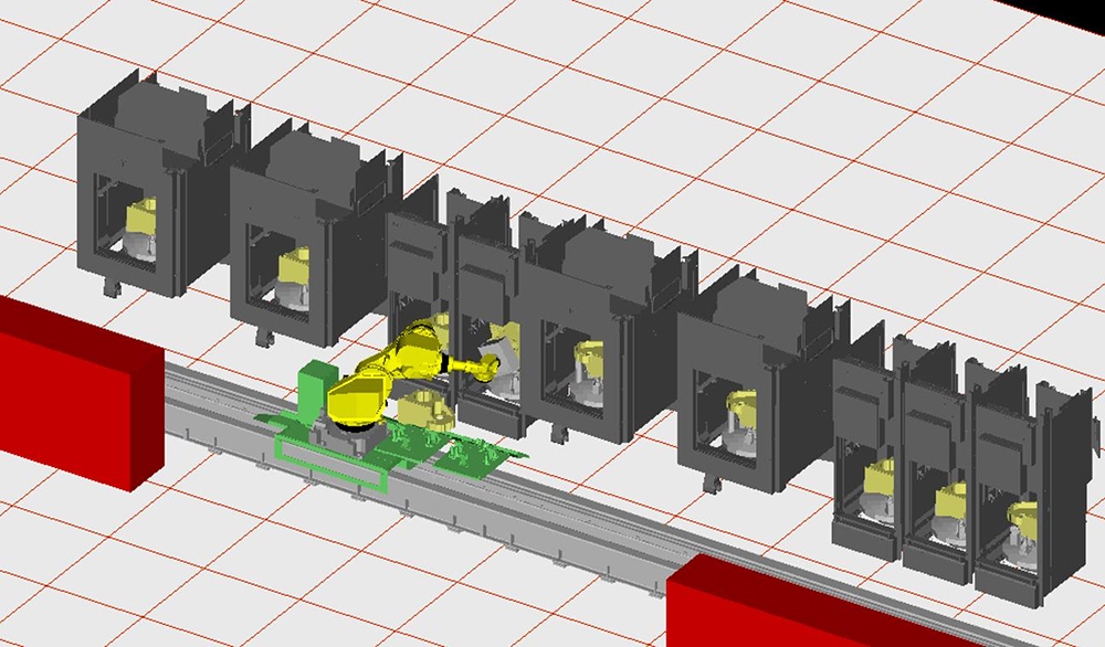 Robot machining center loading and unloading system